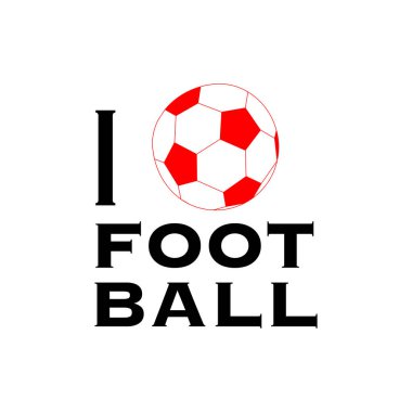 Futbolu seviyorum. Dekoratif yazı metin iletisini ifade ile kırmızı aşk futbol topu