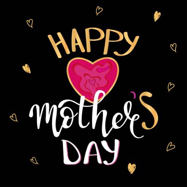 Anneler günü yazı kavram el ile yazılmış metin mutlu anne s gün ve pembe ve altın yapılmış bir çelenk