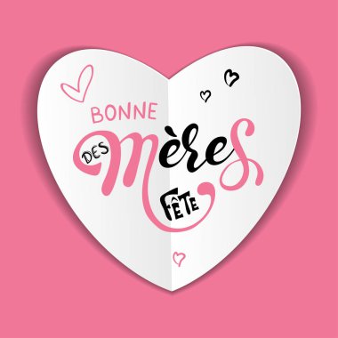 Anneler günü tebrik kartı Fransız elle çizilmiş yazı içinde Bonne fete des Meres anneler günü