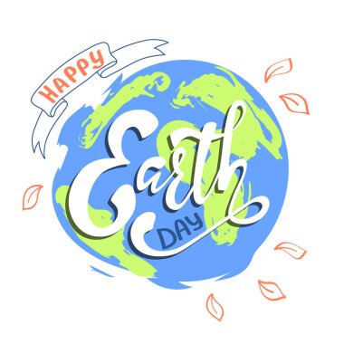 Mutlu dünya günü, el yazı kartı. Eko ekoloji kavramı. Dünya Çevre günü arka plan. Dünyayı kurtarmak. Yeşil gün.