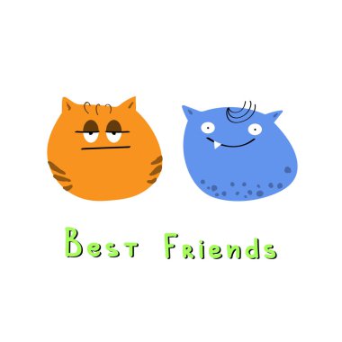 En iyi arkadaşlar sevimli çizgi komik kediler