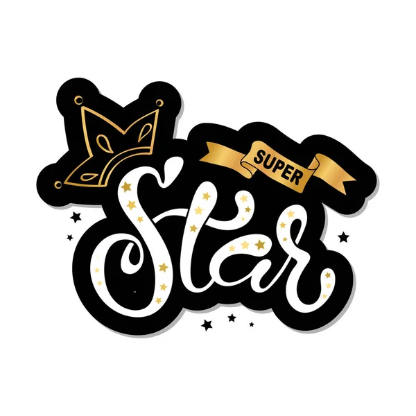 Ilustração Lettering Texto Super Star Para Roupas Ícone Crachá Para —  Vetores de Stock