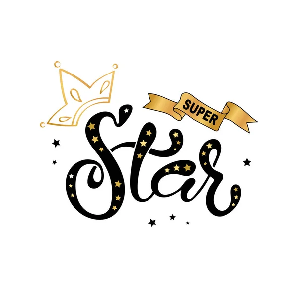 Betűkkel Illusztráció Super Star Szöveg Ruhák Gyerekek Jelvény Címke Ikonját — Stock Vector