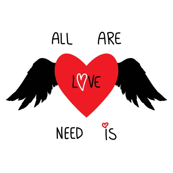 Rood Hart Met Vleugels Valentijnsdag Ontwerpelement Love Huwelijk Dating Romantische — Stockvector