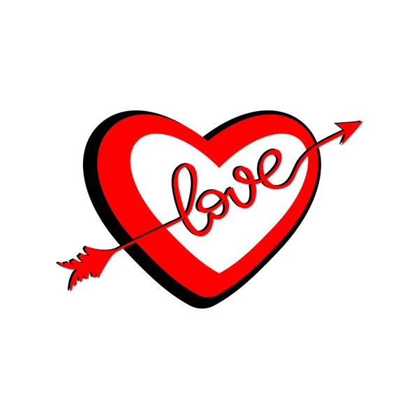 バレンタインの日カード愛の心線をレタリング — ストックベクタ