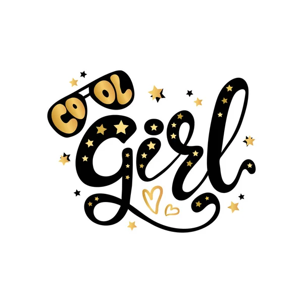 Illustration Cool Girl Texte Pour Les Garçons Vêtements Icône Badge — Image vectorielle
