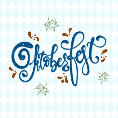 Oktoberfest el yazısıyla yazılmış yazı logo. Oktoberfest Tipografi vektör tasarımı için tebrik kartları, logo, kartı, kartpostal ve poster. Bavyera bira festivali afiş. Tasarım şablonu kutlama.