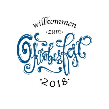 Oktoberfest el yazısıyla yazılmış yazı logo. Oktoberfest Tipografi vektör tasarımı için tebrik kartları, logo, kartı, kartpostal ve poster. Bavyera bira festivali afiş. Tasarım şablonu kutlama.