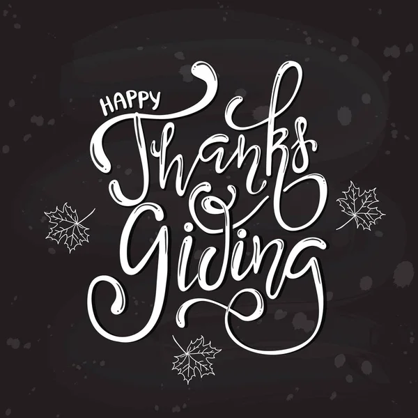 Hand Getekend Happy Thanksgiving Belettering Typografie Poster Viering Offerte Wazig — Stockvector
