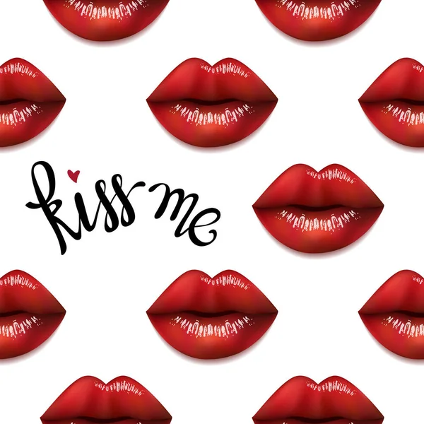Vektor Mode Glanz, Kuss, realistische Lippen — Stockvektor