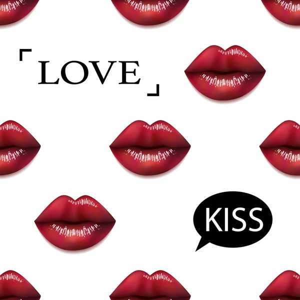 Vector mode glanzende glans, kus, realistische lippen — Stockvector