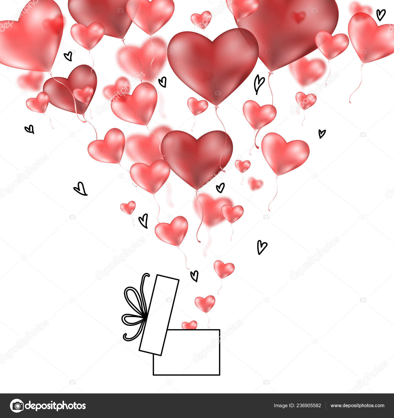 Corazones de San Valentín 3d con la postal de la caja de regalo . Vector de  stock #236905582 de ©ol-bratolyubova.mail.ru, image size:1600x1700