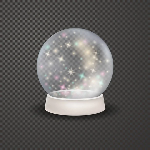 Magia 3d cristal xmas modelo globo de neve . — Vetor de Stock