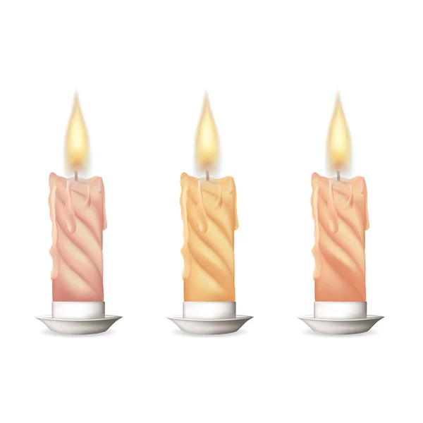 Wax candle, candle burn isolated on white background — Stock Vector