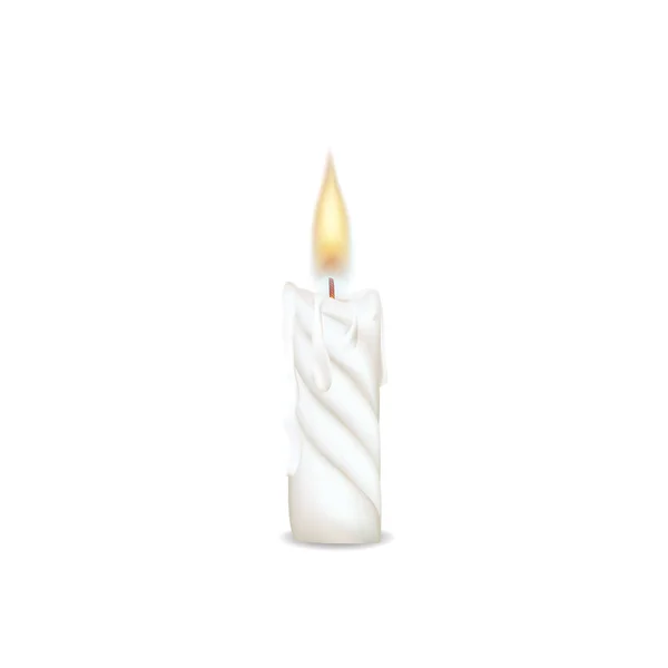 Свічка полум'я, що горить на білому тлі — стоковий вектор