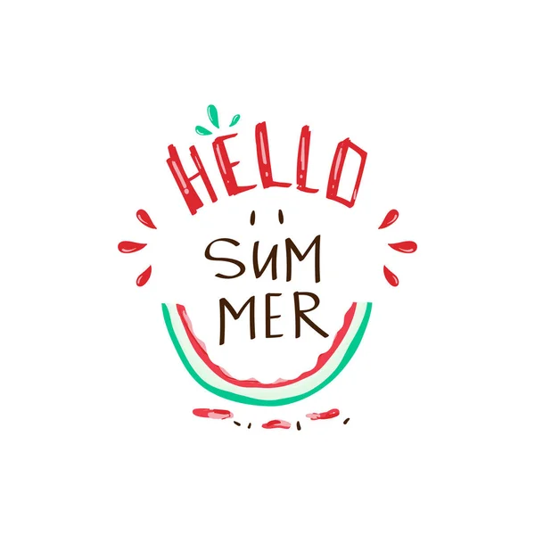 Ahoj léto. Tropická slogan s meloun ilustrace — Stockový vektor