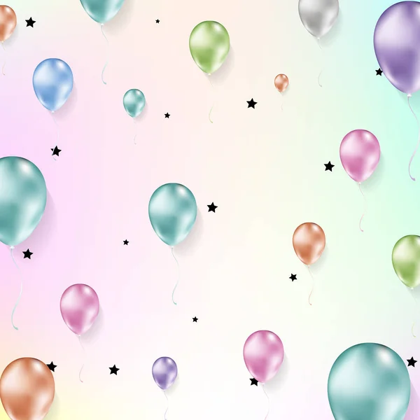 Bakgrund med mångfärgade flygande realistiska ballonger — Stock vektor