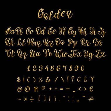 gold vector font script. clipart