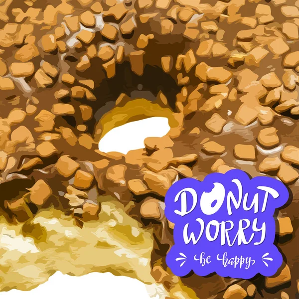 Donut preocupação ser feliz lettering —  Vetores de Stock