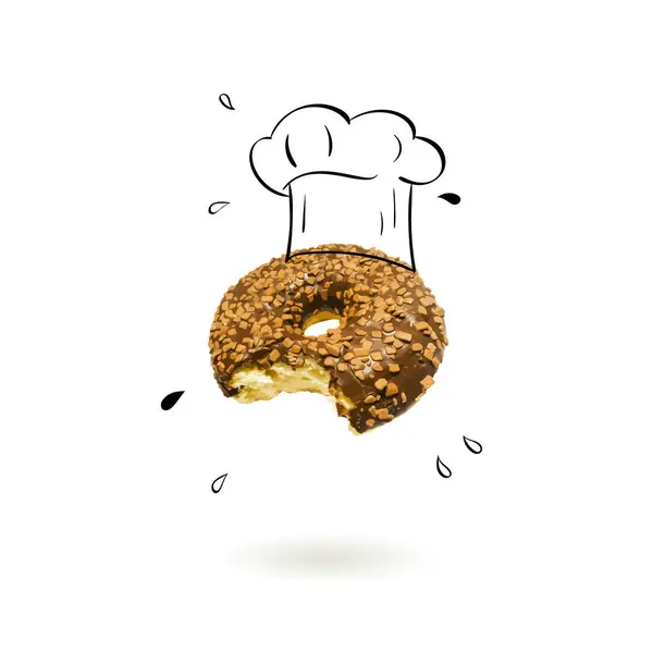 Chef-kok hoed met donut concept — Stockvector