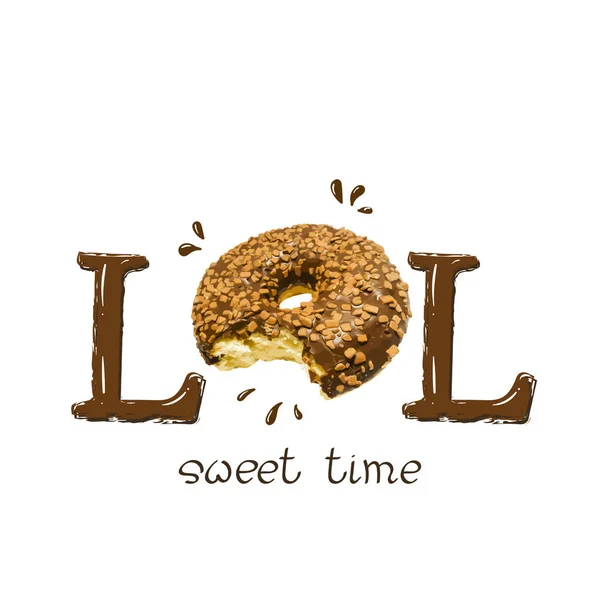 Slogan com donuts de chocolate —  Vetores de Stock