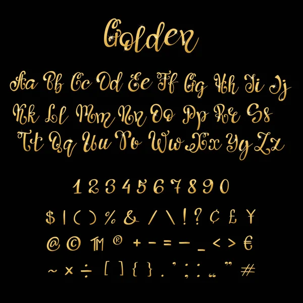 Gold vector font script. — Stock Vector