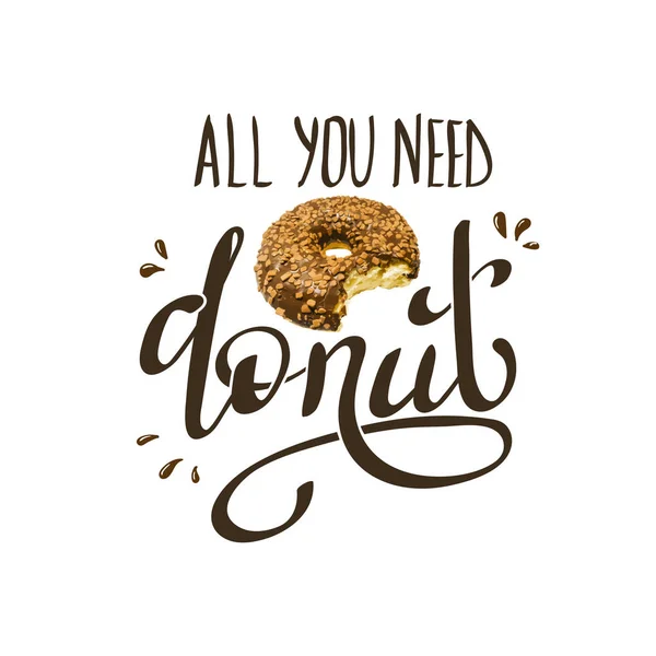 Slogan com donuts de chocolate —  Vetores de Stock