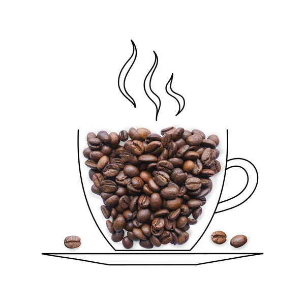 コーヒー豆で作られた創造的なレイアウト — ストック写真