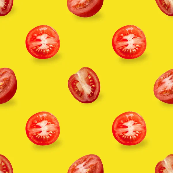 赤トマトのカラフルなシームレスなパターン. — ストック写真