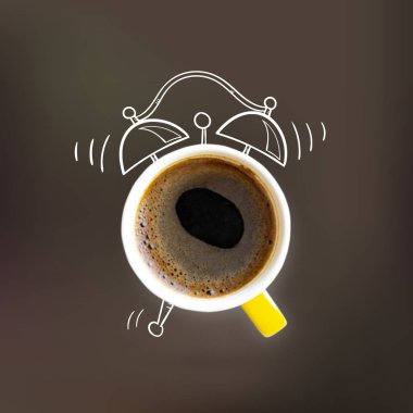 Yaratıcı fikir düzeni coffe fincan çalar saat