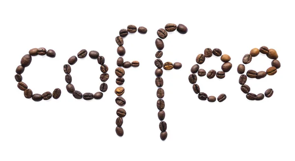 白い背景のコーヒー豆は. — ストック写真