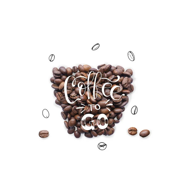 Kreatywny układ wykonany z ziaren kawy z napisem — Zdjęcie stockowe