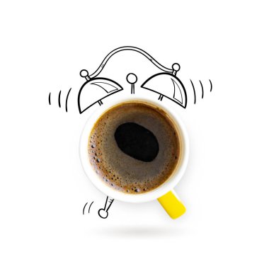 Yaratıcı fikir düzeni coffe fincan çalar saat