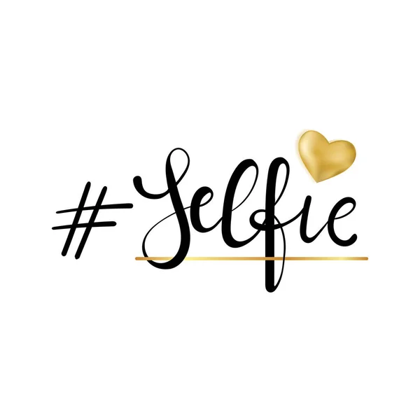Selfie Girl. Slogan módní typografie se zlatým srdcem. — Stockový vektor