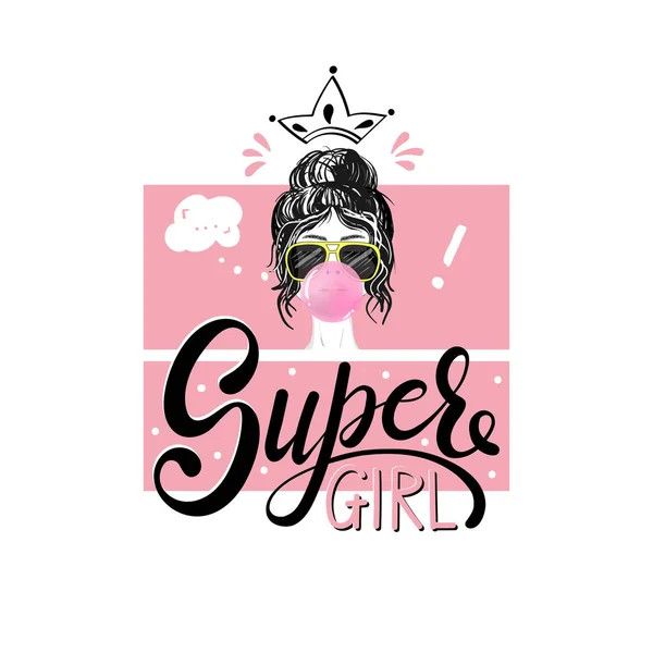 Super Girl. Impresión de eslogan tipográfico de moda. vector — Vector de stock
