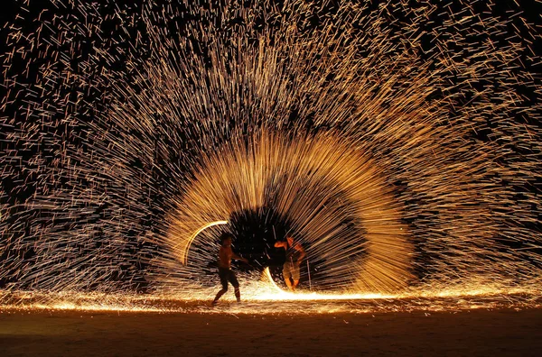 Koh Chang Trad Thailand April 2017 Wunderschönes Feuerkreis Spinning Showtalent — Stockfoto