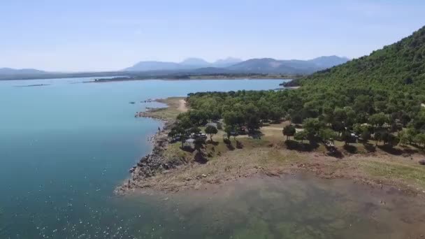 Mosca Del Dron Montaña Lago — Vídeos de Stock