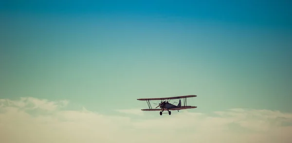 Giorno Della Flotta Aerea Biplano Nel Cielo Nell Aria — Foto Stock