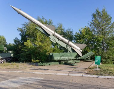 Saratov, Rusya - 16 Ağustos 2018: Sovyet mobil uçaksavar füze sistemi zafer Parkı