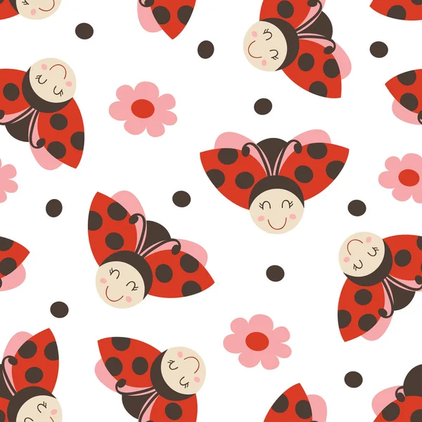 ปแบบไร Ladybug ตลก ภาพวาดเวกเตอร Eps — ภาพเวกเตอร์สต็อก