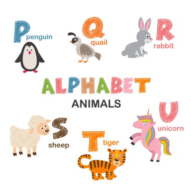 alfabe hayvanlar P u - vektör çizim, eps ile