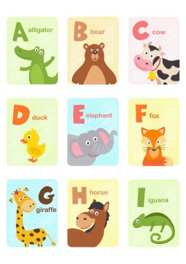 hayvanlar A ı - vektör çizim, eps kartıyla alfabesi