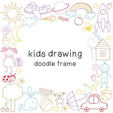 çerçeve çizim çocuklar ile - vektör çizim, eps
