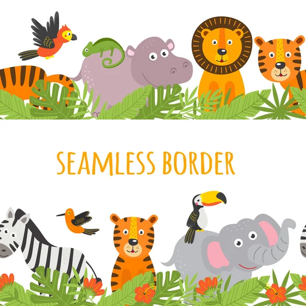 Bordure Transparente Avec Animal Jungle Illustration Vectorielle Eps — Image vectorielle