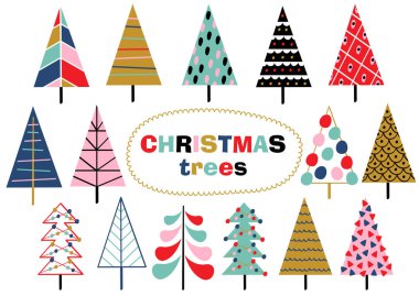 izole Noel ağaçları - vektör çizim, eps kümesi