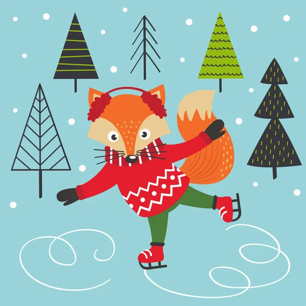 狐狸溜冰鞋向量例证 Eps — 图库矢量图片