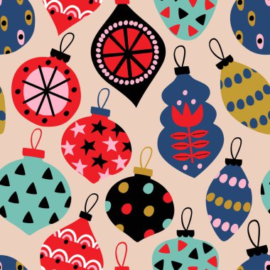 Noel topları - vektör çizim, eps ile Seamless modeli