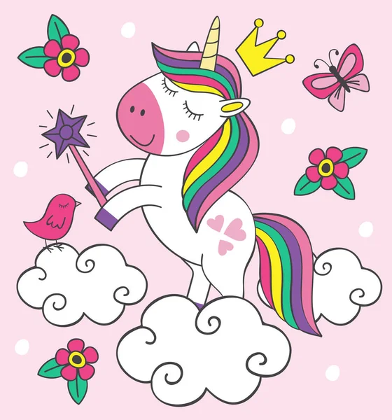 Hermoso Unicornio Nube Ilustración Vectores Eps — Archivo Imágenes Vectoriales