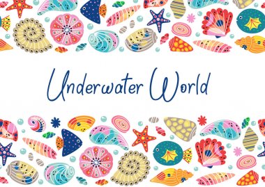 sualtı dünya yatay afiş - vektör illüstrasyon, eps