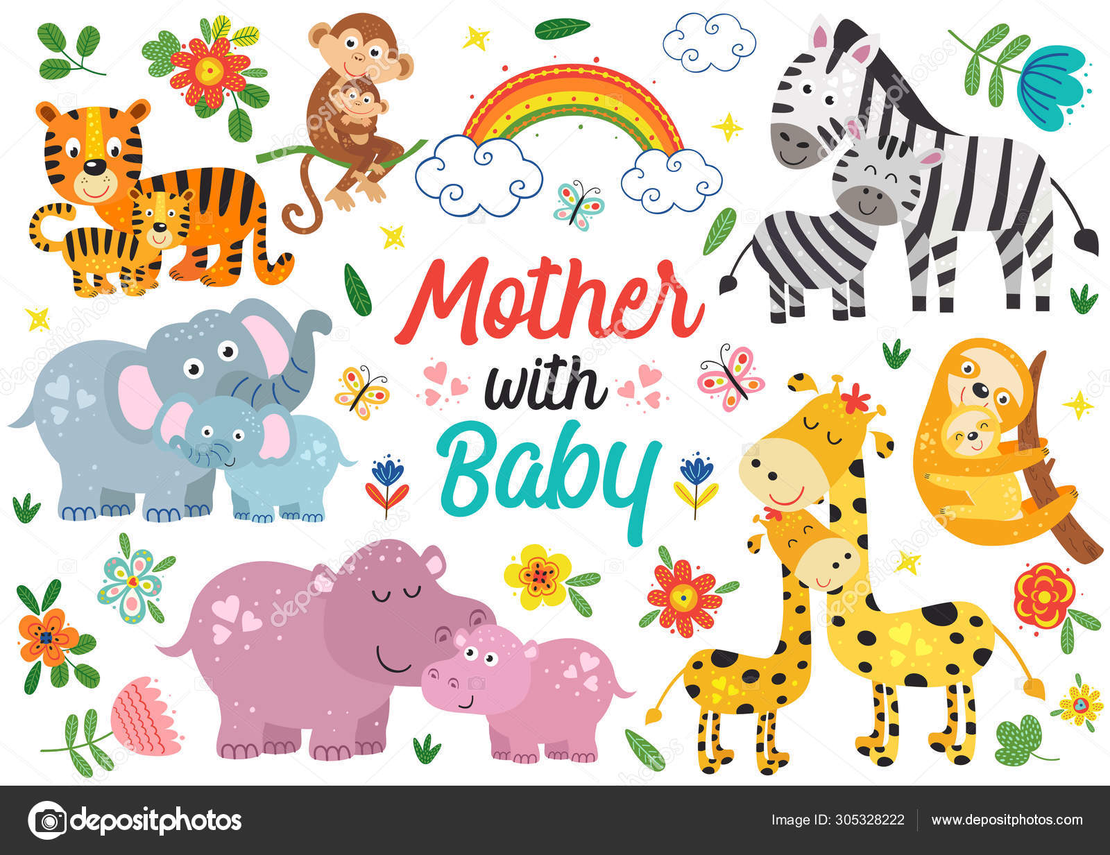 Set Isolated Animals Mother Baby Part Vector Illustration Eps Stock Vector Image by © #305328222 Set Isolated Animals Mother Baby Part Vector Illustration Eps Stock Vector Image by © #305328222